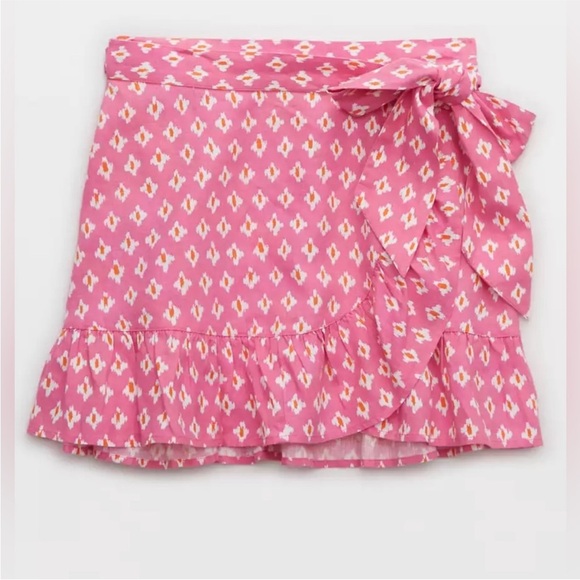 Aerie Wrap Mini Skirt in Lip Gloss Pink Size XS - Picture 16 of 17